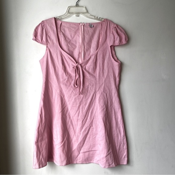Princess Polly Alora Pink Linen Blend Cut Out Mini Dress 12 - Picture 8 of 11